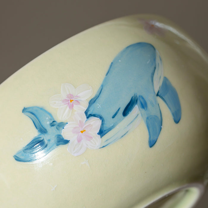 Cherry Blossom Sakura Whale Ceramic Matcha Set with Bowl and Chasen