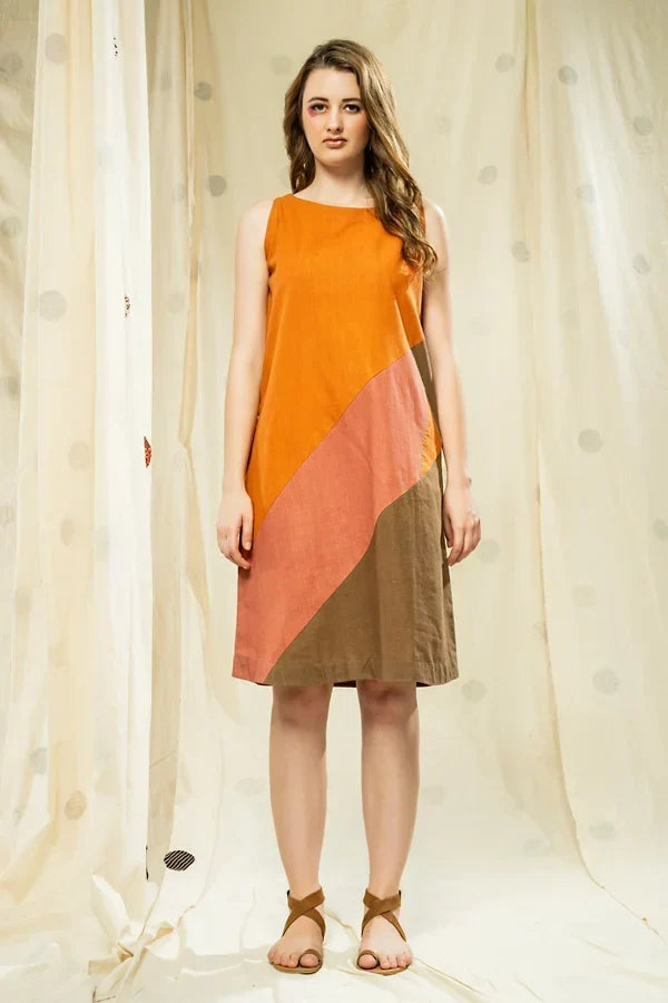 Color Blocked Earth-Conscious Sleeveless Dress