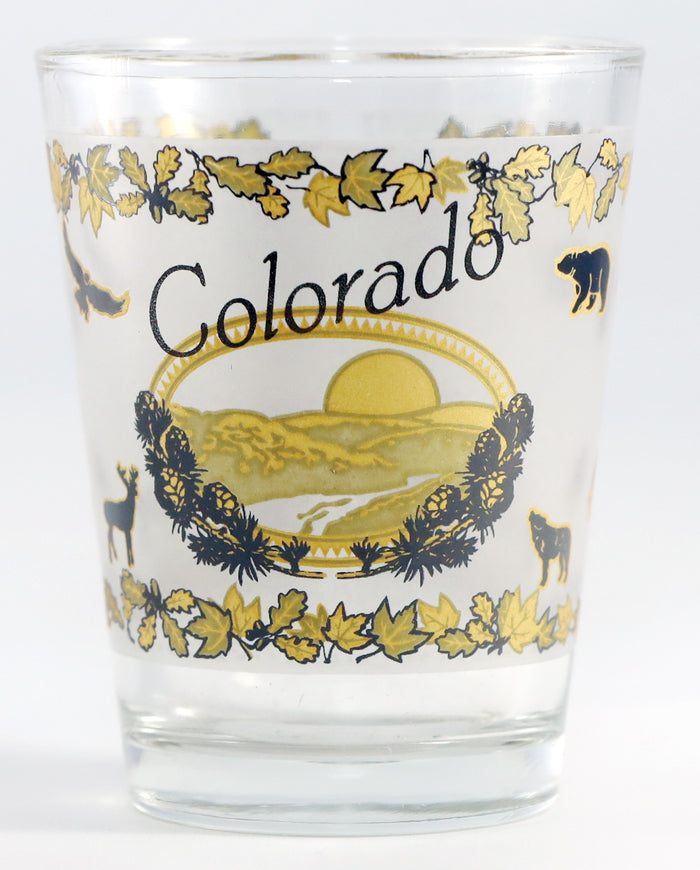 Colorado Wildlife w/ Gold and Black Shot Glass