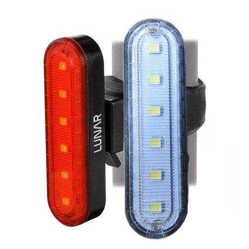 LUNAR Light Set compact front and rear USB-C rechargeable bike lights with 6x SMD LEDs