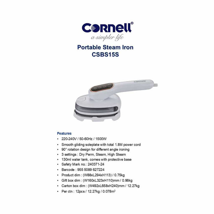 Cornell CSBS15S Portable Steam Iron 1500W