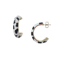 Cowprint Enamel Hoop Earring White