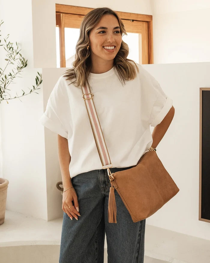 Daisy Stripe Strap Crossbody Bag