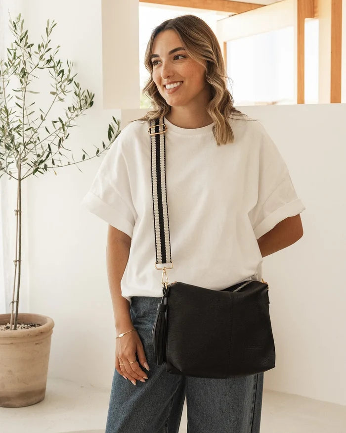 Daisy Stripe Strap Crossbody Bag
