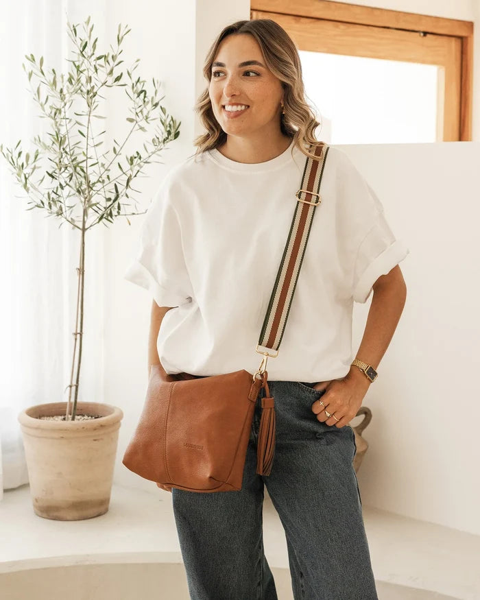 Daisy Stripe Strap Crossbody Bag