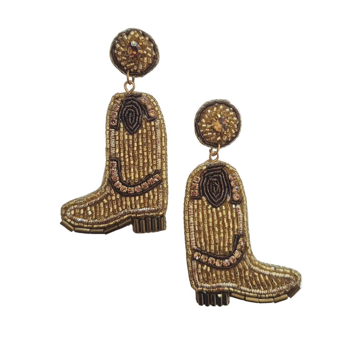Dancing Boots Beaded Earring Gold