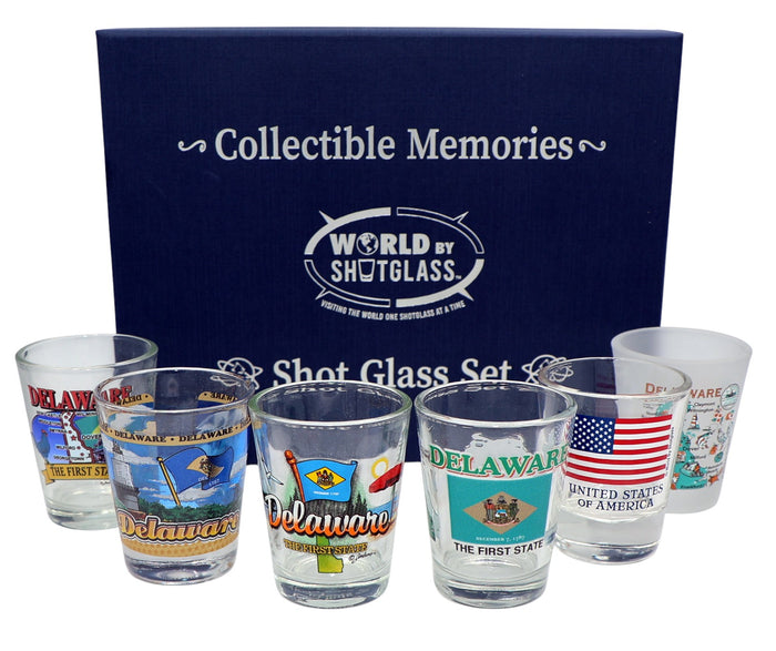 Delaware United States USA Souvenir Boxed Shot Glass Set (Set of 6)