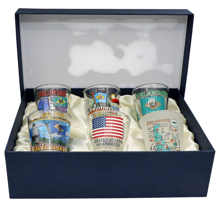 Delaware United States USA Souvenir Boxed Shot Glass Set (Set of 6)