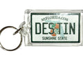 Destin Florida License Plate Acrylic Rectangular Souvenir Keychain 2.5" X 1.5"