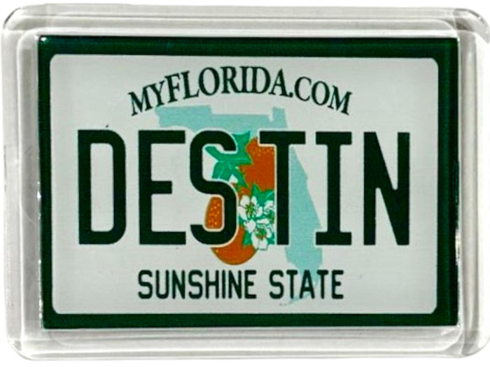 Destin Florida License Plate Acrylic Small Fridge Collector's Souvenir Magnet 2.35" X 1.75"