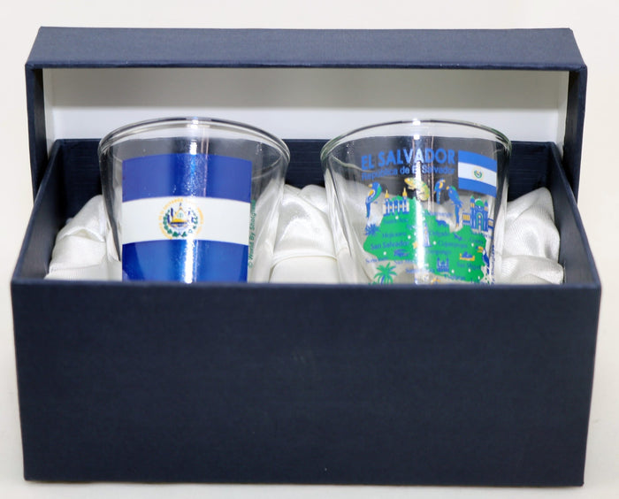 El Salvador Central America Boxed Shot Glass Set (Set of 2)