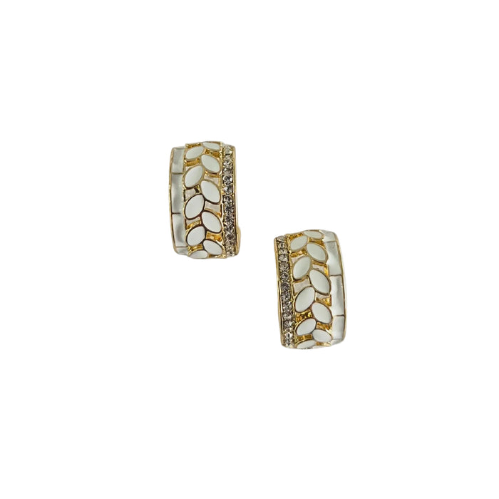 Enamel Hoop Earring White Diamanté