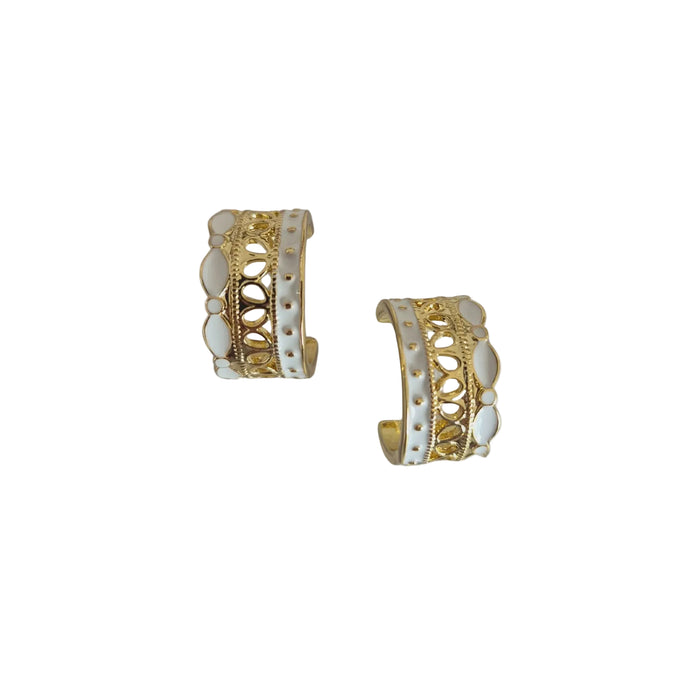 Enamel Hoop Earring White