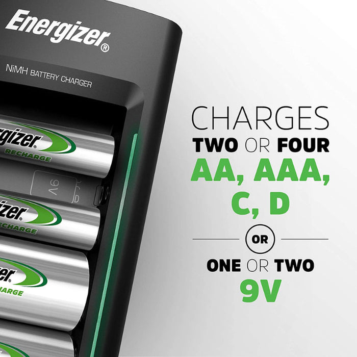 Energizer Accu Recharge Universal Charger (No Cell) For AA/AAA/C/D/9V Rechargeable Batteries