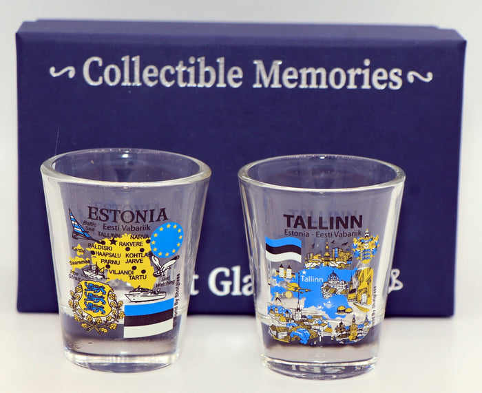 Estonia Souvenir Boxed Shot Glass Set (Set of 2)