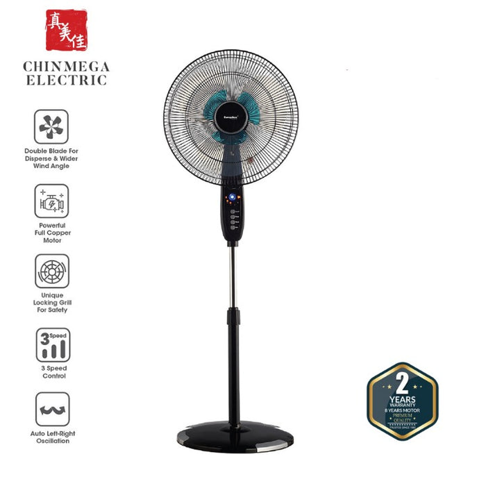 EuropAce 16" Stand Fan With Remote Control and Timer ESF4160W