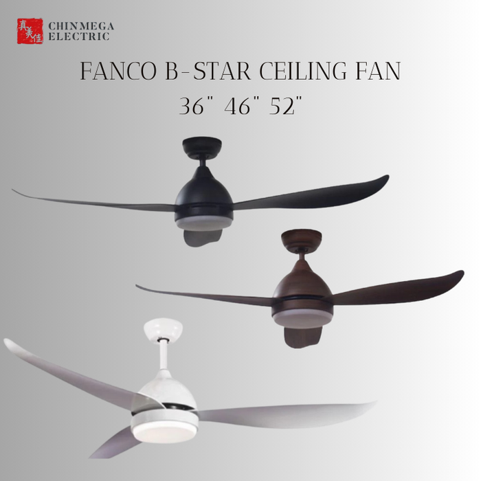 Fanco B-Star 36" & 46" & 52" DC Motor Ceiling Fan