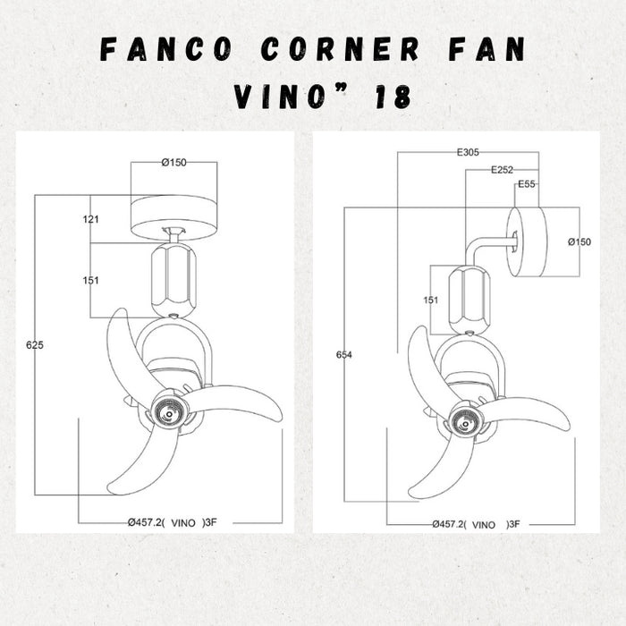 Fanco Vino 18" DC Motor Corner Fan