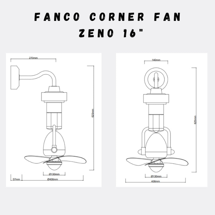 Fanco Zeno 16" DC Motor Corner Fan