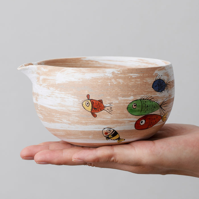 Fish Ceramic Matcha Set with Bowl and Chasen Holder