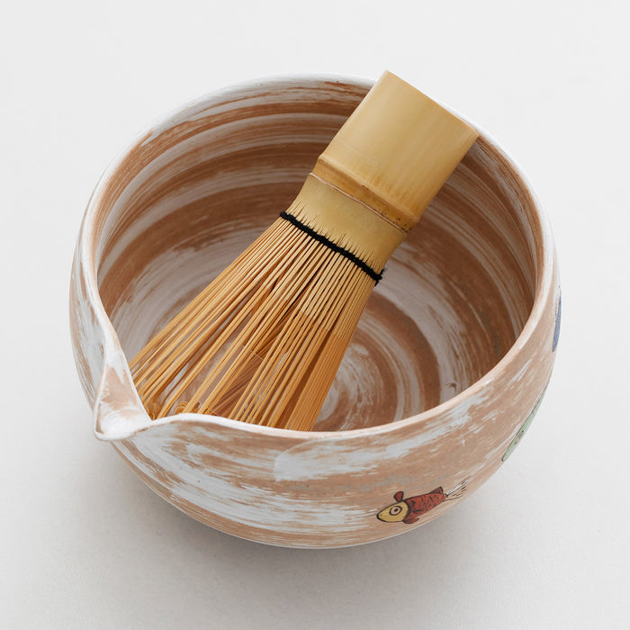 Fish Ceramic Matcha Set with Bowl and Chasen Holder