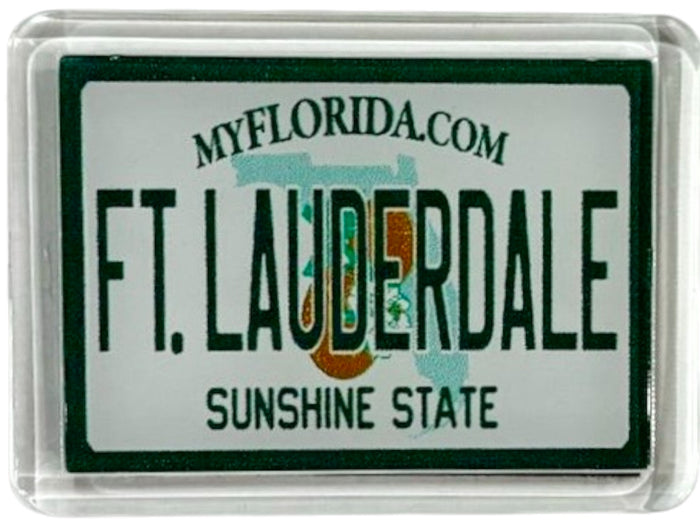 Fort Lauderdale Florida License Plate Acrylic Small Fridge Collector's Souvenir Magnet 2.35" X 1.75"