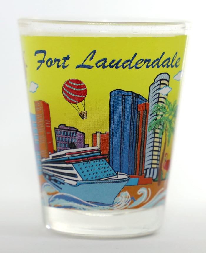 Fort Lauderdale Florida Yellow Handpainted Shot Glass