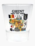 Ghent Belgium Landmarks and Icons Collage Shot Glass