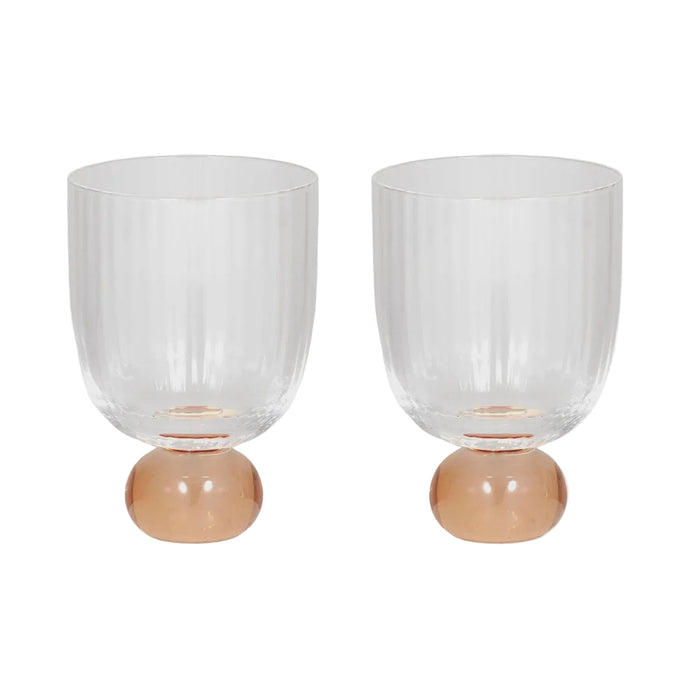 Giselle S/2 Ribbed Goblet Peach