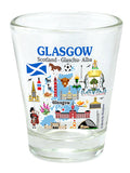 Glasgow Scotland Map and Attractions Collage Shot Glass