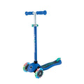 PRIMO PLUS LIGHTS kids 3-wheel scooter with blue and green light-up wheels and adjustable T-bar