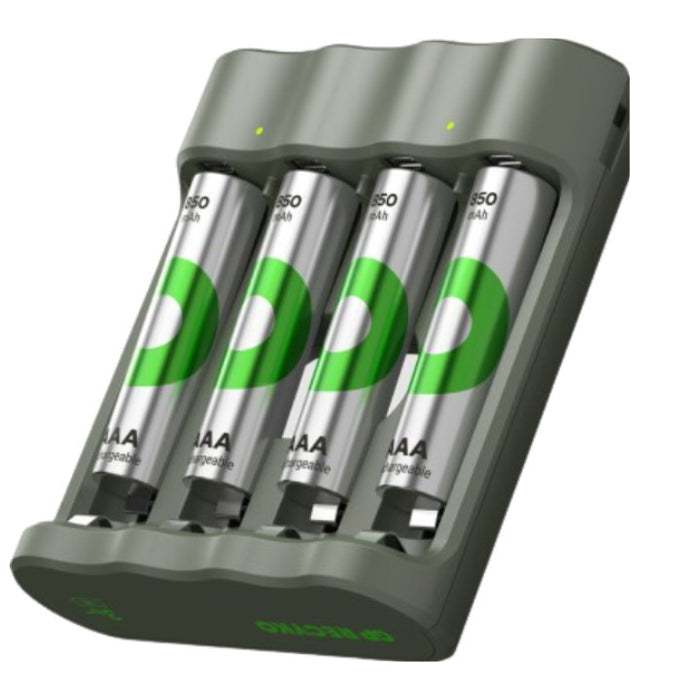 GP Recyko 4 slot USB Charger B441 with 4x AA 2100mAh NiMH Batteries