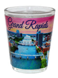 Grand Rapids Michigan Foil Pink City Sky River Shot Glass