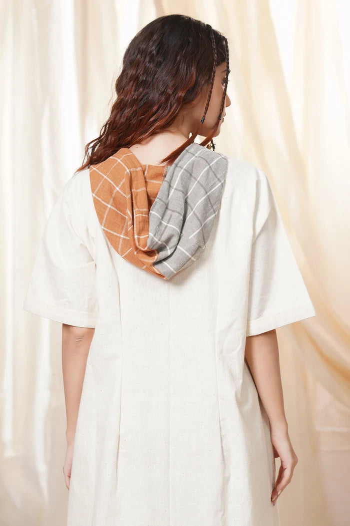 Hand Crafted - Khadi Relaxed Fit Hoodie Dress