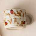 Hand Painted Strawberry Ceramic Coffee Cup and Saucer