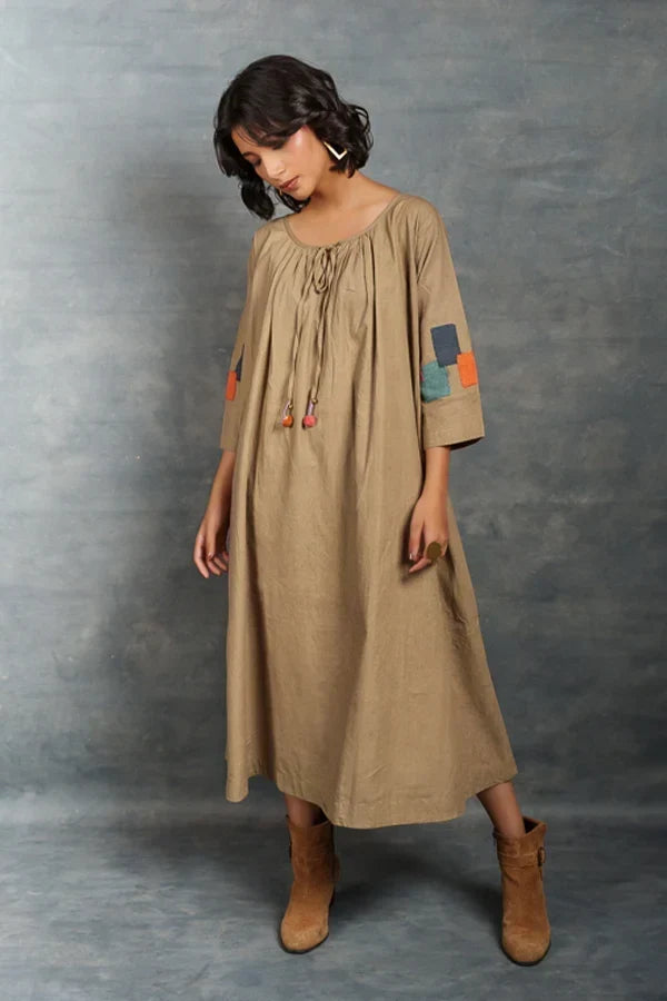 Handwoven Khadi Applique Dress – Ethically Handmade