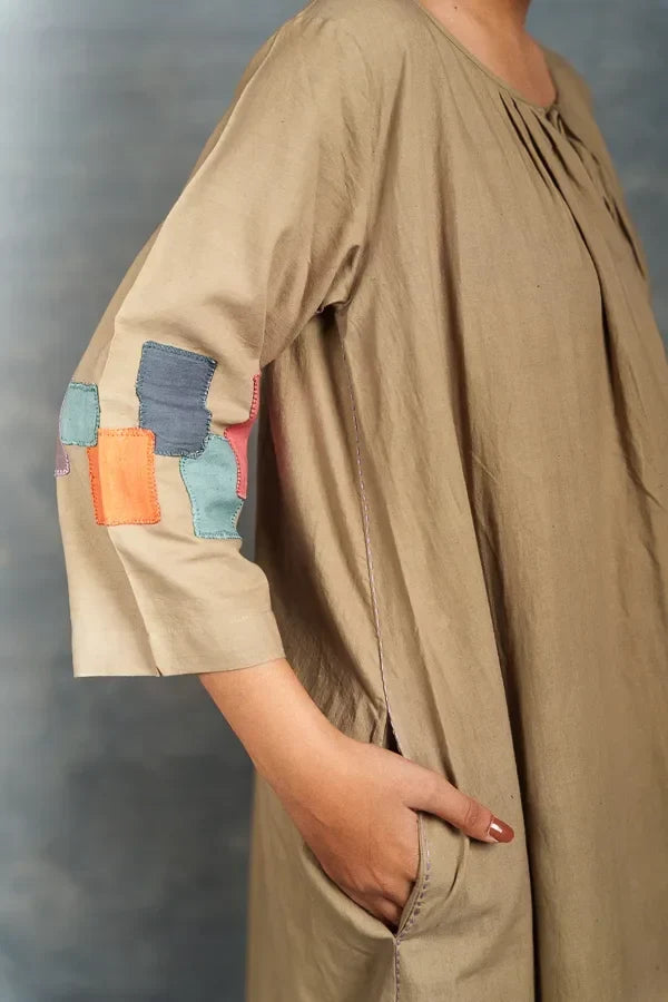 Handwoven Khadi Applique Dress – Ethically Handmade