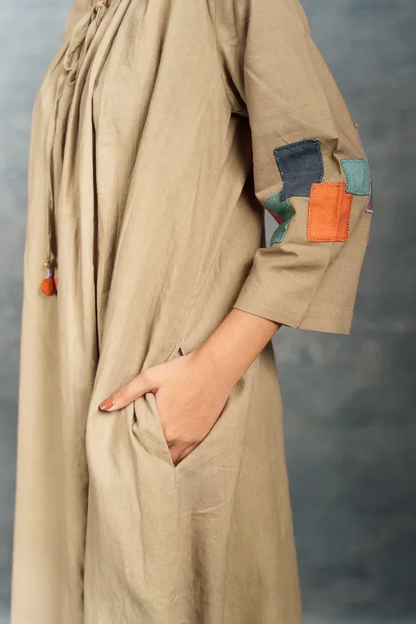 Handwoven Khadi Applique Dress – Ethically Handmade