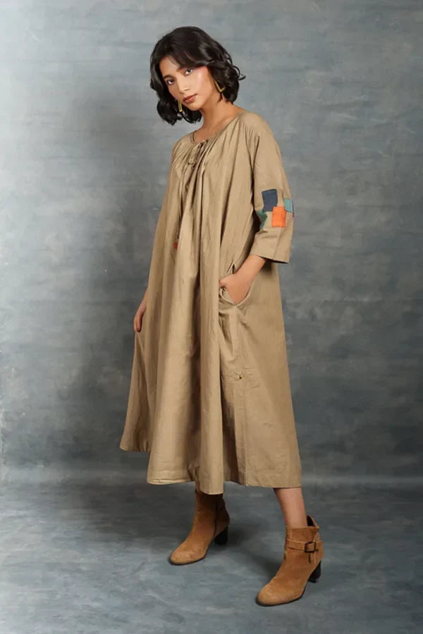 Handwoven Khadi Applique Dress – Ethically Handmade