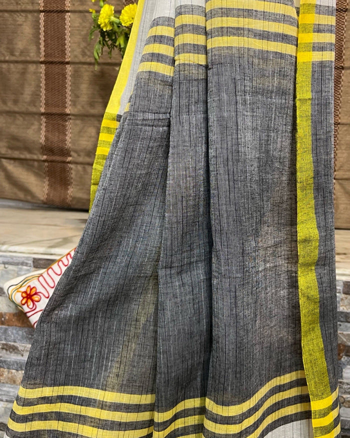 Holud Paare khadi cotton saree crafted by ShopAaMe for graceful ethnic appeal