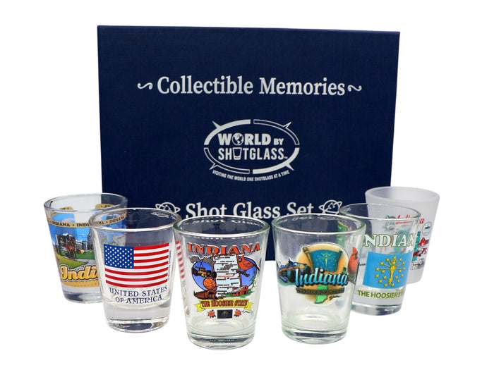Indiana United States USA Souvenir Boxed Shot Glass Set (Set of 6)