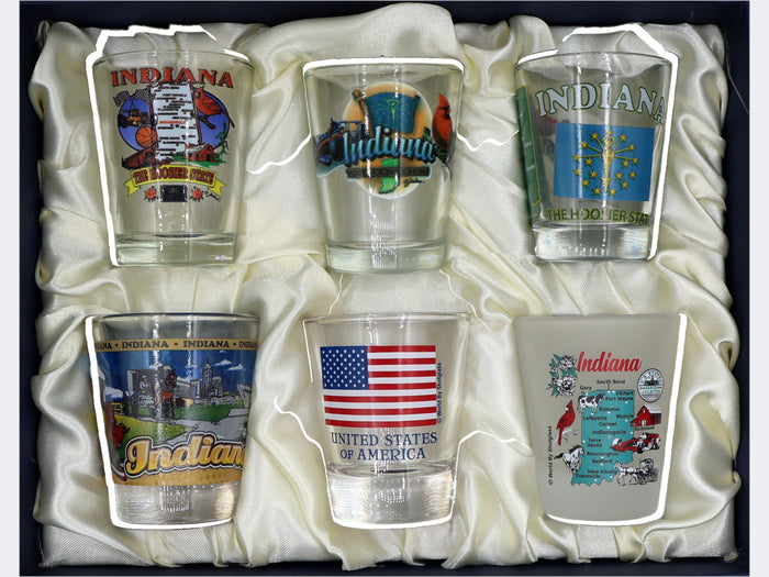 Indiana United States USA Souvenir Boxed Shot Glass Set (Set of 6)