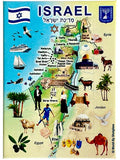 Israel Graphic Map and Attractions Souvenir Fridge Magnet 2.5" X 3.5"