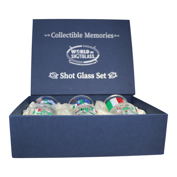 Italy Central and Southern Highlights Souvenir Boxed Shot Glass Set (Set of 6)