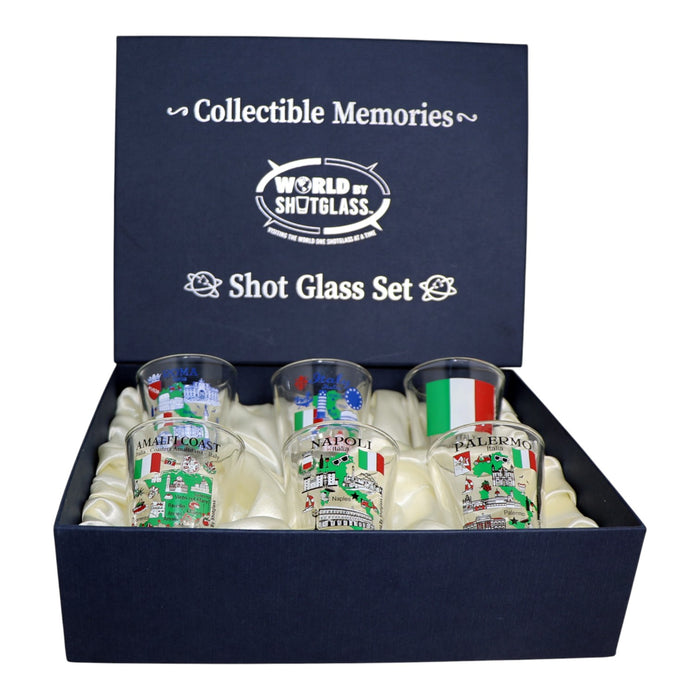 Italy Central and Southern Highlights Souvenir Boxed Shot Glass Set (Set of 6)