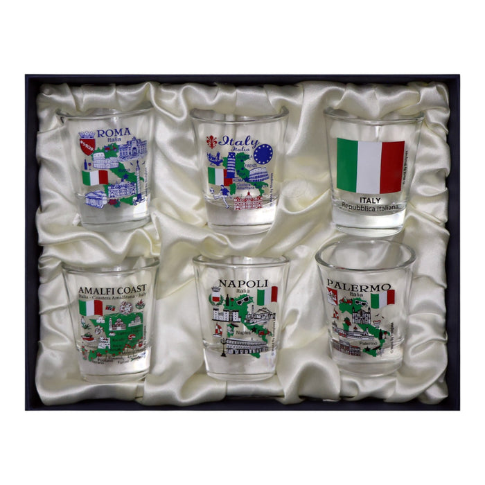 Italy Central and Southern Highlights Souvenir Boxed Shot Glass Set (Set of 6)