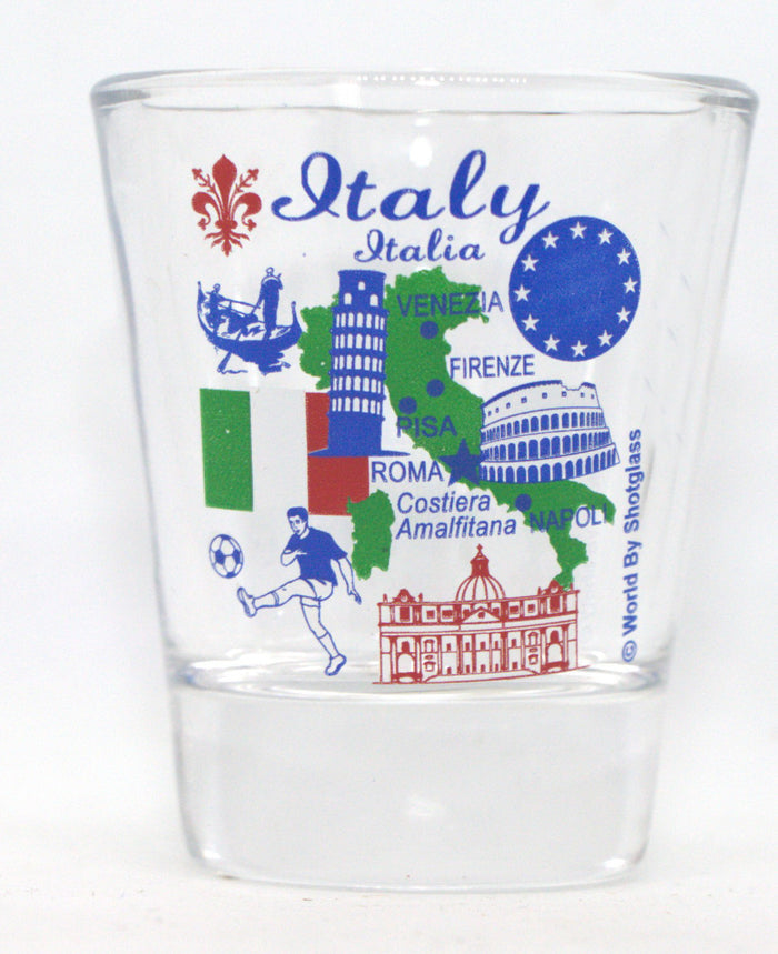Italy Central and Southern Highlights Souvenir Boxed Shot Glass Set (Set of 6)