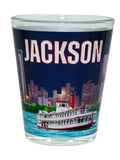 Jackson Mississippi Dark Blue City Sky River Shot Glass
