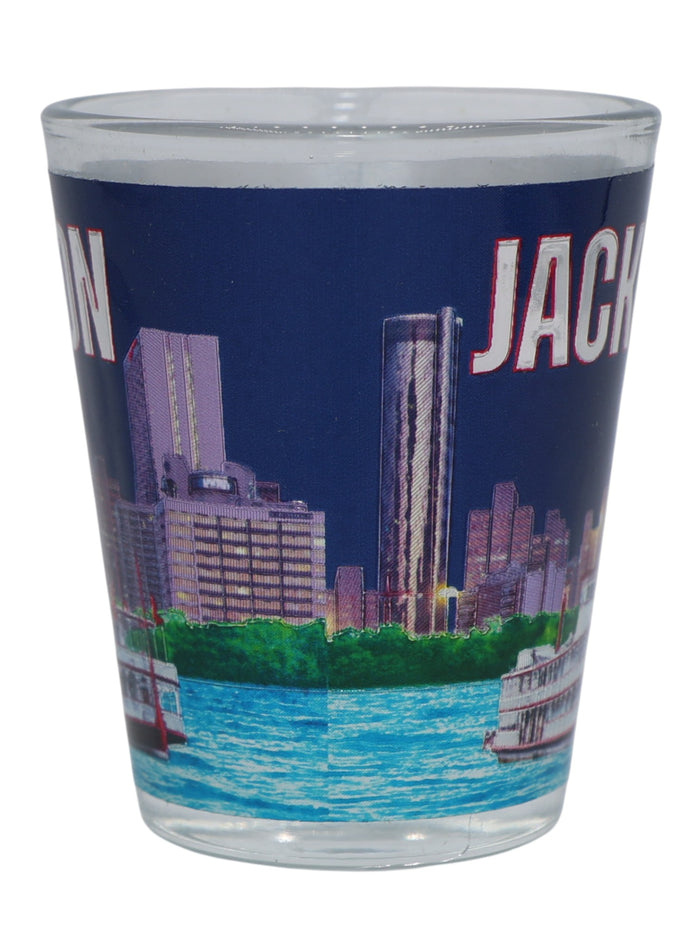 Jackson Mississippi Dark Blue City Sky River Shot Glass