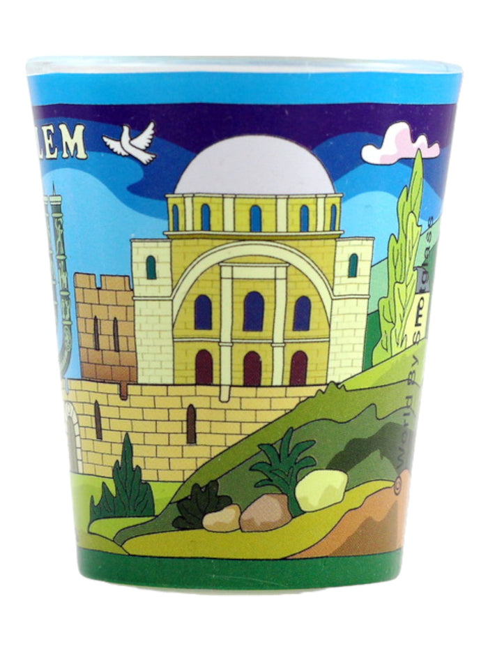 Jerusalem Israel Menorah and Landmarks Shot Glass